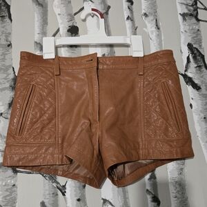 Thakoon Addition Faux Leather Cognac Shorts Size S